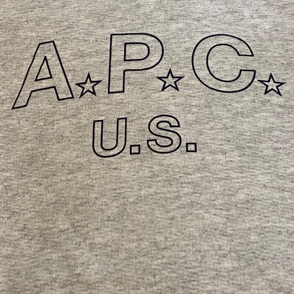 APC U.S. Logo & Stars on Long Sleeve Gray Retro Fit Pullover Sweatshirt MED NWOT - Picture 5 of 15